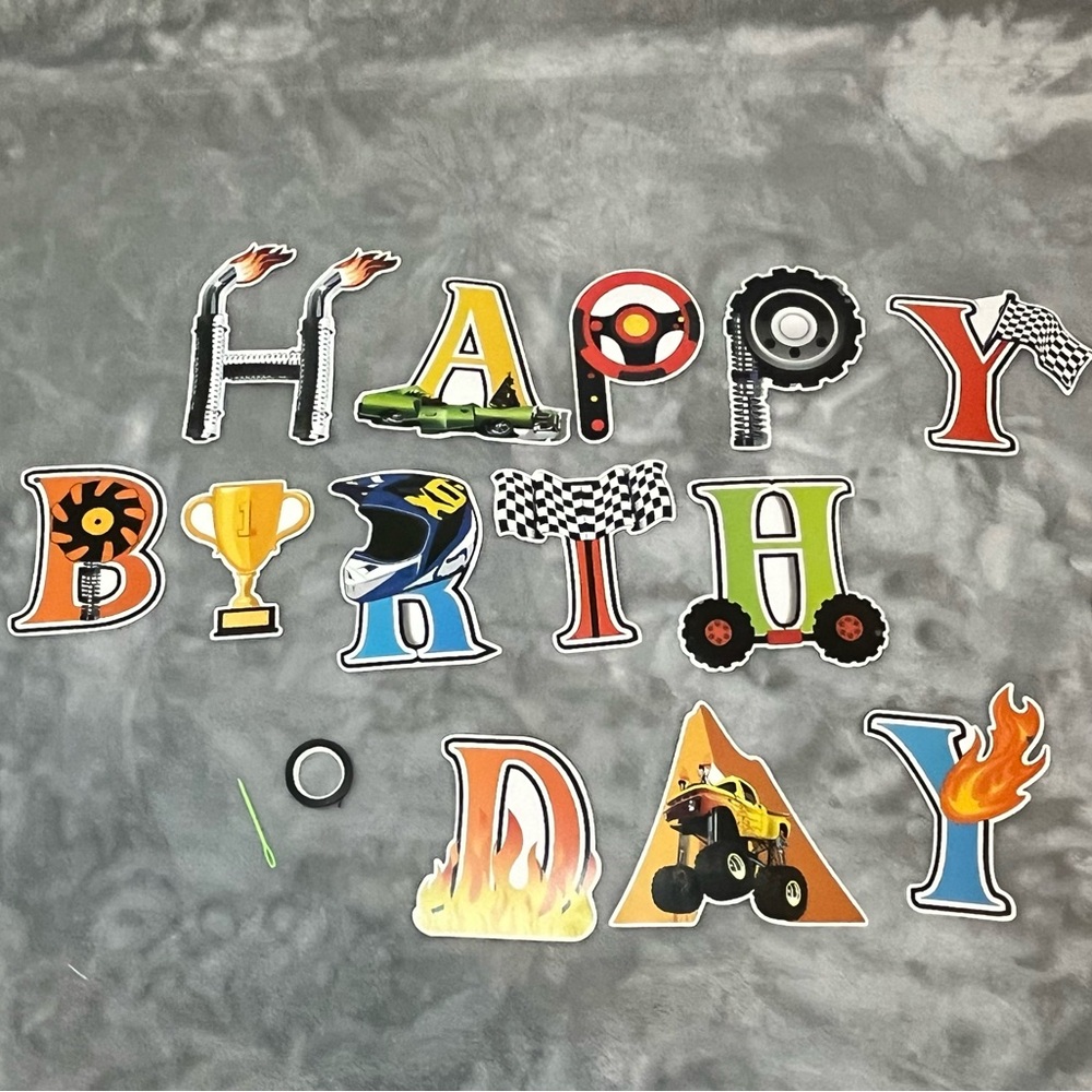 Racing Themed Happy Birthday Banner